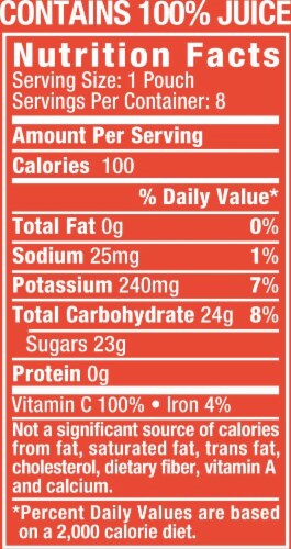 Mott's 100% Apple Mango Juice Pouches Perspective: top