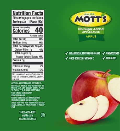 Mott's No Sugar Added Applesauce Pouches Perspective: top