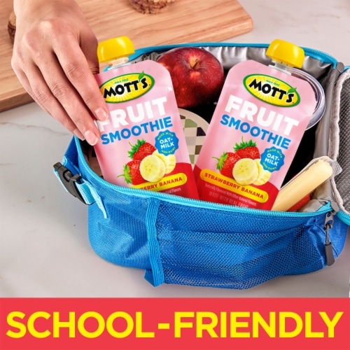 Mott's Strawberry Banana Non-Dairy Oat Milk Fruit Smoothie Pouches Perspective: top