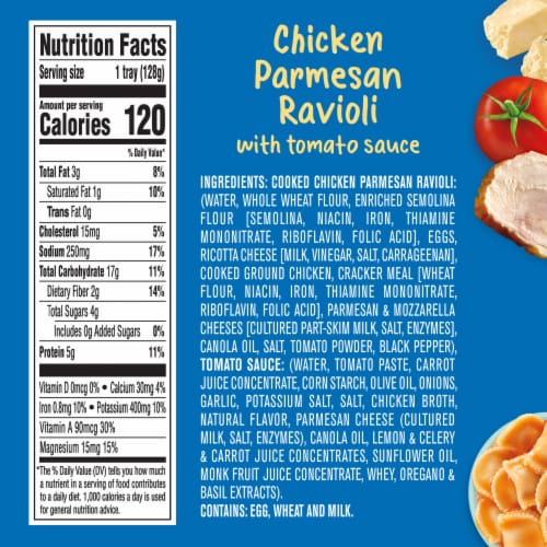 Gerber Pick-Ups Chicken and Parmesan Cheese Ravioli in Tomato Sauce Toddler Meals Perspective: top
