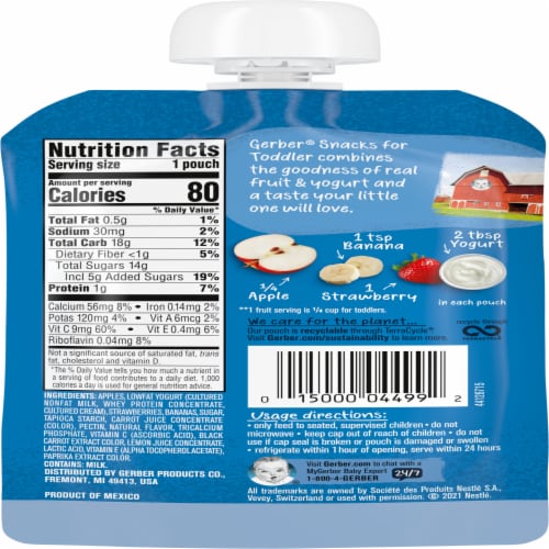 Gerber® Toddler Fruit & Yogurt Strawberry Banana Food Pouch Perspective: top