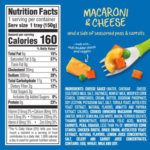 Gerber Macaroni and Cheese with Seasoned Peas and Carrots Toddler Food Perspective: top