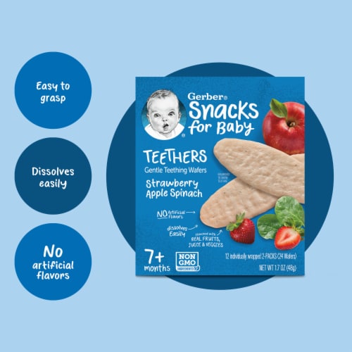 Gerber Snacks for Baby Teethers Strawberry Apple Spinach Perspective: top