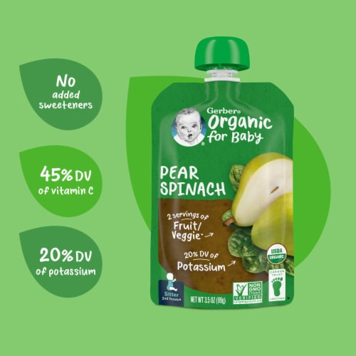 Gerber® 2nd Foods Organic Pear Spinach Baby Food Perspective: top