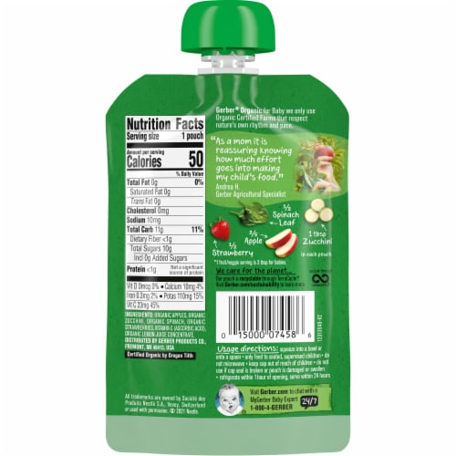 Gerber 2nd Foods Organic Apple Zucchini Spinach Strawberry Perspective: top