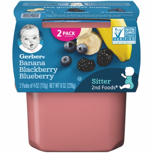 Gerber® 2nd Foods® Banana Blackberry Blueberry Stage 2 Baby Food Perspective: top
