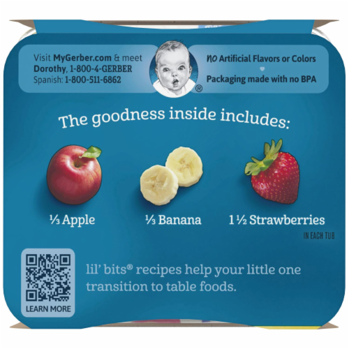Gerber Banana Apple Strawberry with Lil' Bits 2 Count Perspective: top