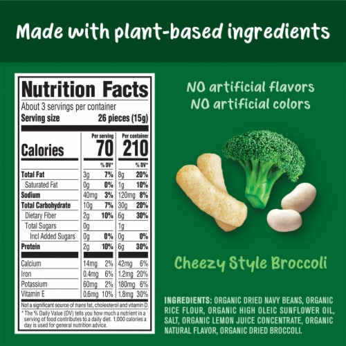 Gerber Toddler Baby Food Snacks Cheezy Style Broccoli Baby Snacks Perspective: top
