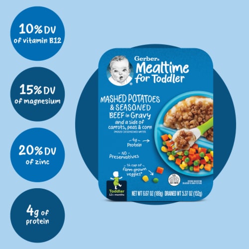 Gerber® Toddler Mashed Potatoes & Seasoned Beef in Gravy Meals Perspective: top