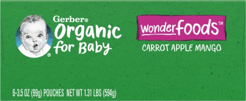Gerber Organic 2nd Foods Carrot Apple & Mango Baby Food Pouches Perspective: top