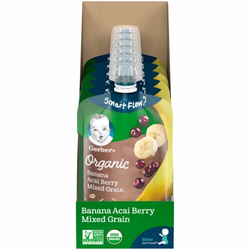Gerber Organic 2nd Foods Banana Acai Berry & Mixed Grain Baby Food Perspective: top