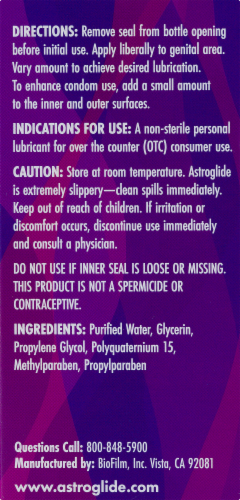 Astroglide Water-Based Liquid Personal Lubricant Perspective: top