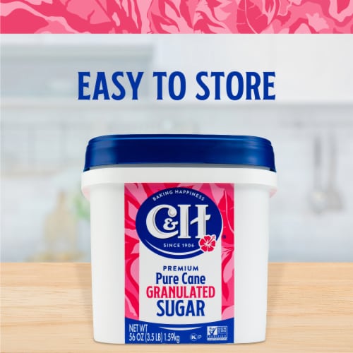 C&H Premium Pure Cane Granulated Sugar Tub Perspective: top