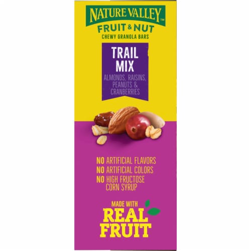 Nature Valley Whole Grain Trail Mix Chewy Fruit and Nut Granola Bars Lunch Box Snacks Perspective: top