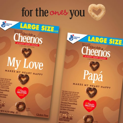 General Mills Chocolate Cheerios Large Size Cereal Perspective: top