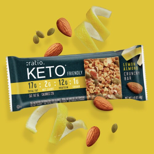 Ratio Keto Friendly Lemon Almond Crunchy Bars Perspective: top