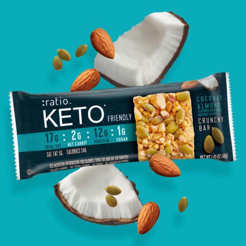 ratio Keto Friendly Coconut Almond Crunchy Bars Perspective: top