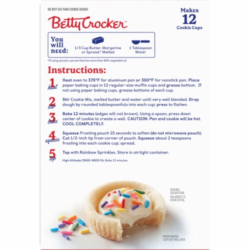 Betty Crocker Ready to Bake Birthday Cake Cookie Cups Perspective: top