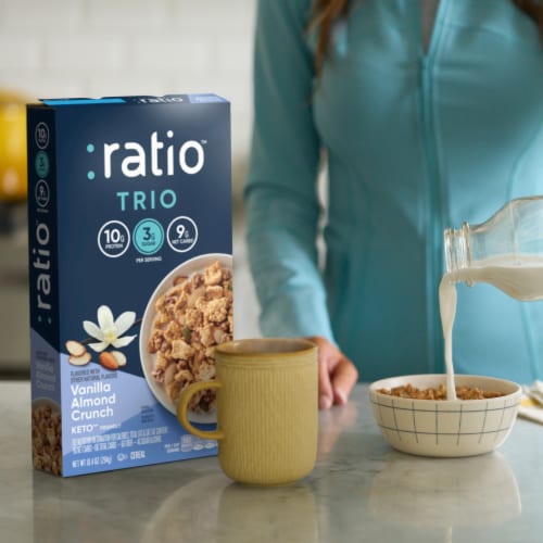 Ratio Trio Keto Friendly Vanilla Almond Crunch Cereal Perspective: top