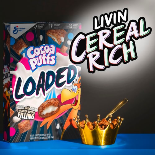 Cocoa Puffs Loaded Crispy Crème Filled Breakfast Cereal Perspective: top