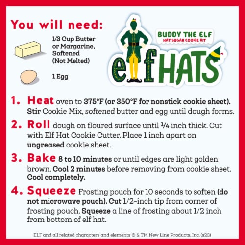 Betty Crocker Buddy The Elf Hat Sugar Cookie Kit Perspective: top