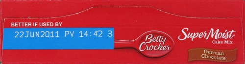 Betty Crocker Super Moist German Chocolate Cake Mix Perspective: top