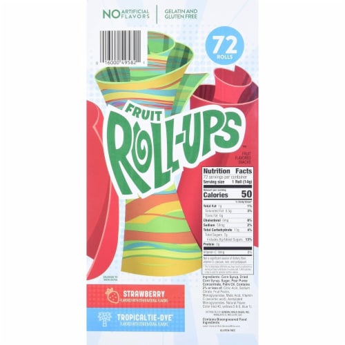 Strawberry and Tropical Tie-Dye Fruit Roll-Ups (72 Count) Perspective: top