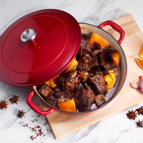 Tramontina Gourmet Covered Cast Iron Braiser - Gradated Red Perspective: top