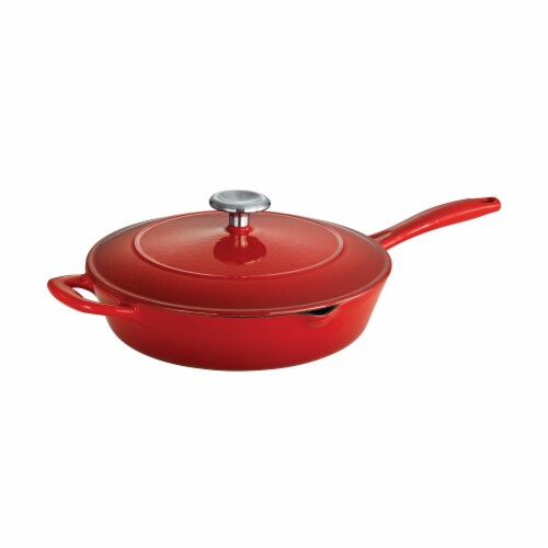 Tramontina Gourmet Covered Cast Iron Skillet - Gradated Red Perspective: top