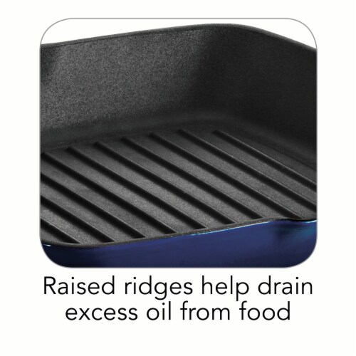 Tramontina Gourmet Cast Iron Grill Pan - Gradated Cobalt Perspective: top
