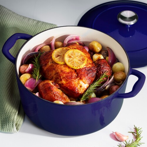 Tramontina Covered Round Dutch Oven - Blue Perspective: top