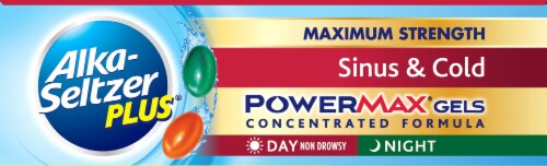 Alka-Seltzer Plus Day/Night Sinus Congestion & Pain Maximum Strength PowerMax Liquid Gels Perspective: top