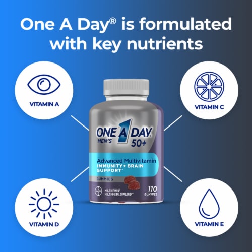 One A Day® Men's 50+ Advanced Multivitamin with Immunity + Brain Support Gummies Perspective: top
