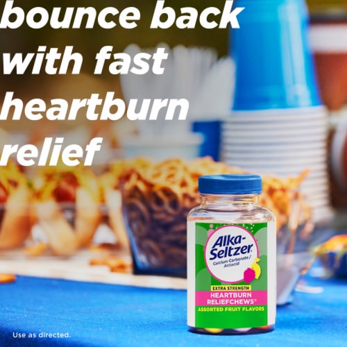 Alka-Seltzer® Extra Strength Heartburn ReliefChews® Assorted Fruit Chewable Antacid Tablets Perspective: top
