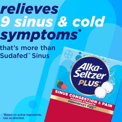 Alka-Seltzer® Plus Sinus Congestion & Pain Berry PowerFast Fizz™ Effervescent Tablets 20 ct Perspective: top