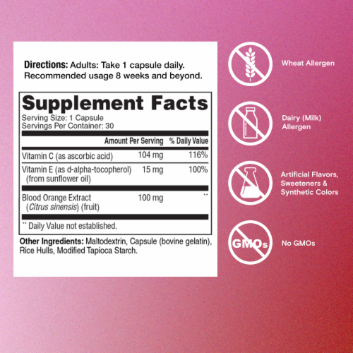 One A Day® Skin Radiance with Blood Orange Extract Capsules Perspective: top