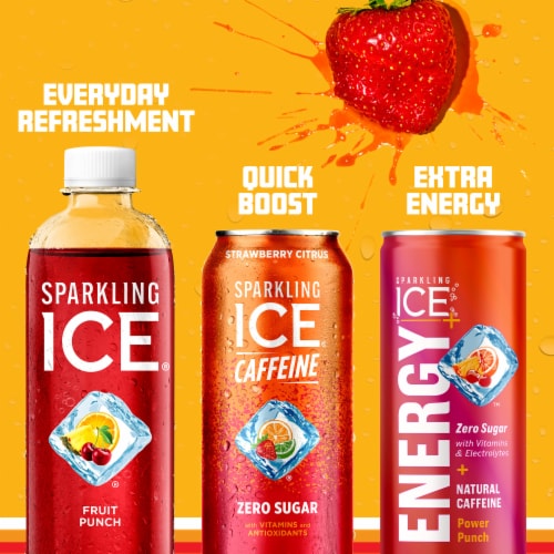 Sparkling Ice® Caffeinated Strawberry Citrus Flavored Sparkling Water Can Perspective: top