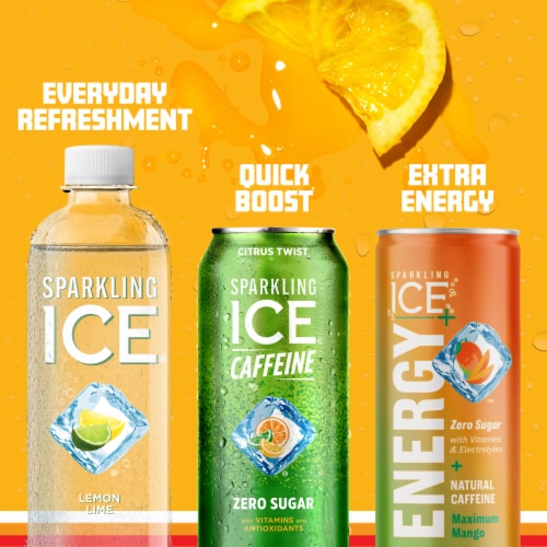 Sparkling Ice® + Caffeine Triple Citrus Sparkling Water Perspective: top