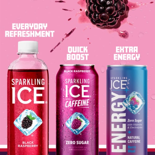 Sparkling Ice® Caffeinated Black Raspberry Flavored Sparkling Water Can Perspective: top