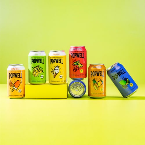 Popwell Lemon Lime Caffeinated Soda 12oz Can Perspective: top