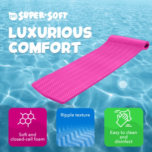 TRC Recreation Serenity 1.5 Thick Foam Swimming Pool Float Mat, Flamingo Pink Perspective: top