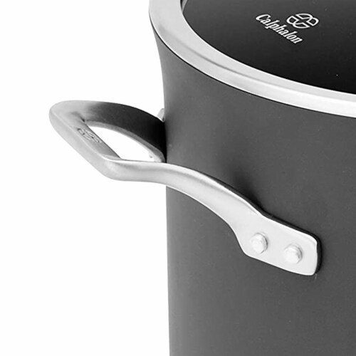Calphalon Premier Hard Anodized Nonstick 8 Quart Stockpot with Glass Lid, Black Perspective: top