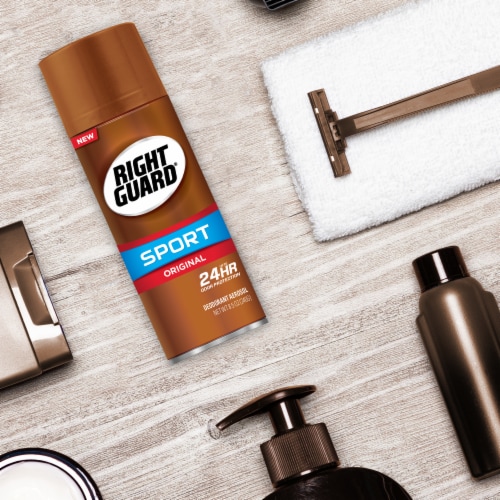 Right Guard Sport Original Deodorant Aerosol Cans Twin Pack Perspective: top