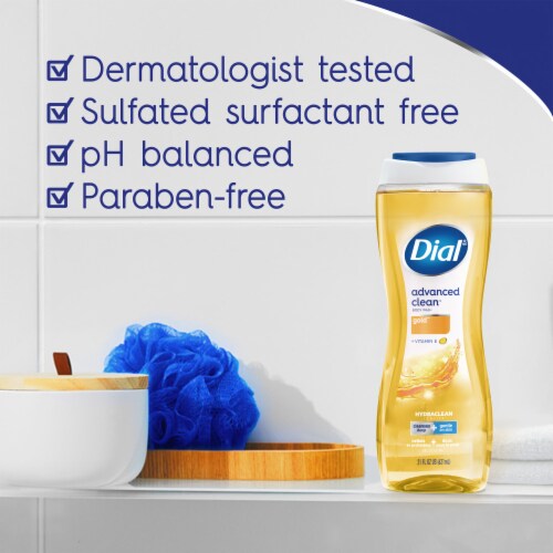 Dial® Advanced Clean™ Body Wash Gold™ Dermatologist Tested Paraben Free Cleansing Perspective: top