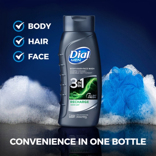 Dial® Men Recharge™ 3-in-1 Body + Hair + Face Wash Cedar Leaf Scent Perspective: top