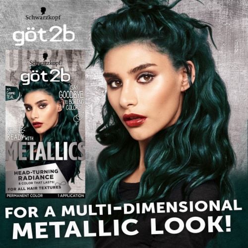 Schwarzkopf® got2b® Metallics™ Permanent Hair Color - M75 Cosmic Teal Perspective: top