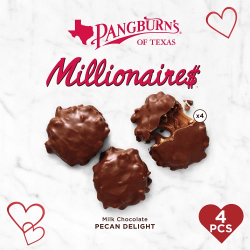 PANGBURN'S OF TEXAS Milk Chocolate Millionaires Valentine's Day Heart Candy Gift Box Perspective: top