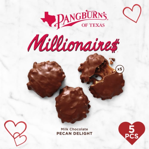 PANGBURN'S OF TEXAS Milk Chocolate Millionaires Valentine's Day Heart Candy Gift Box Perspective: top