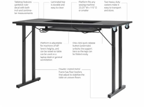 SewStation 201 Sewing Table by SewingRite, Black/Black Perspective: top