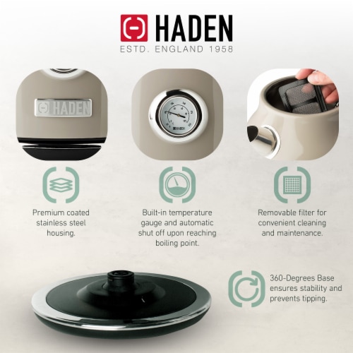 Haden Dorset Stainless Steel Cordless Electric Kettle - Putty Perspective: top